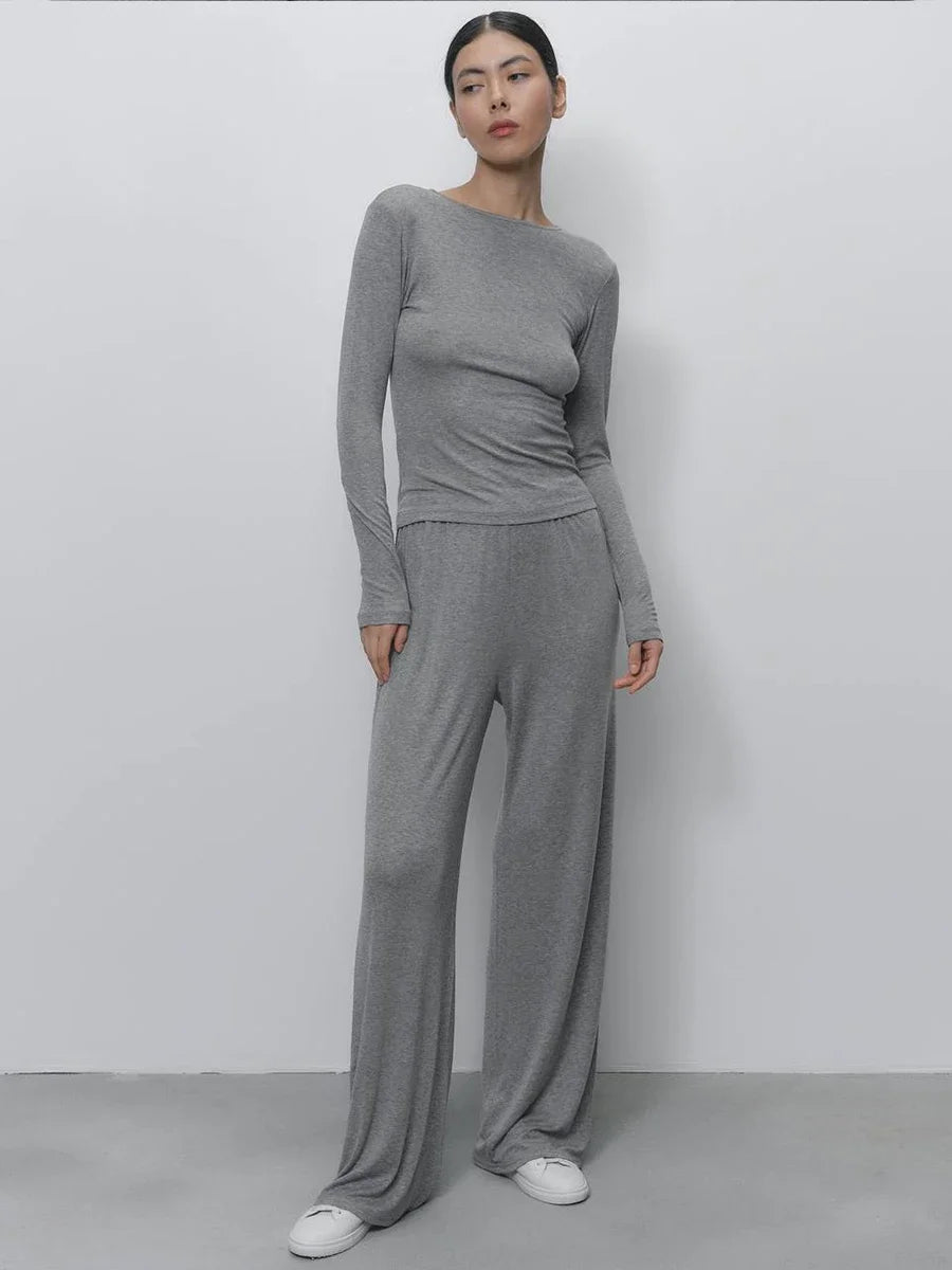 Hirsionsan Modal Soft Loose Sets Women 2026 Casual Two Pieces Long Sleeve T Shirts and High Waist Dresses Outfits Tracksuit Quick Pick Grocers